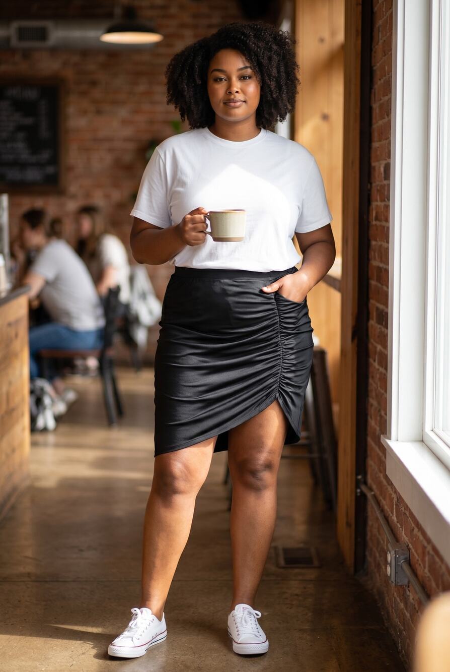 Open Edit Black Ruched Asymmetrical Mini Skirt 2X Plus Bodycon NWOT Edgy Sexy